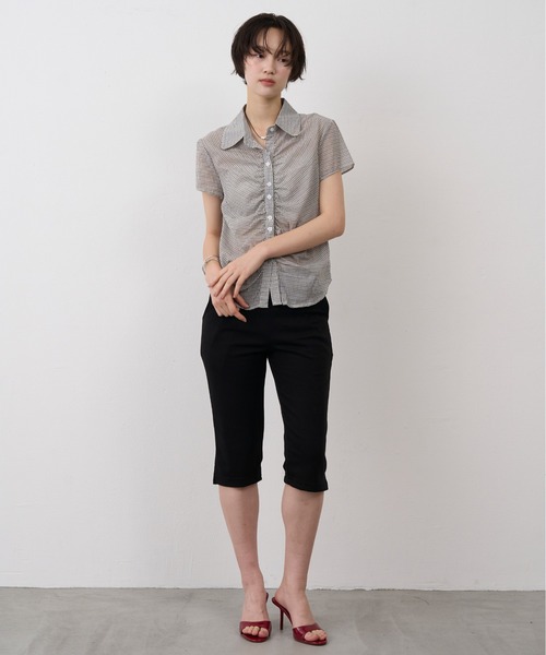 NUJOH(ヌゾ)の「Mini Check Shirring Shirt / ミニチェックシャーリングシャツ(シャツ/ブラウス・レディース・ブルー/ブラック/アイボリー・FREE)」の7枚目の写真
