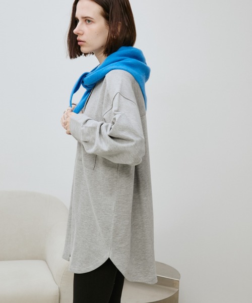 Auntie Rosa Holiday（アンティローザホリデー）の「裏毛オーバーサイズシャツ（シャツ/ブラウス・レディース・チャコールグレー/アイボリー・FREE）」の14枚目の写真