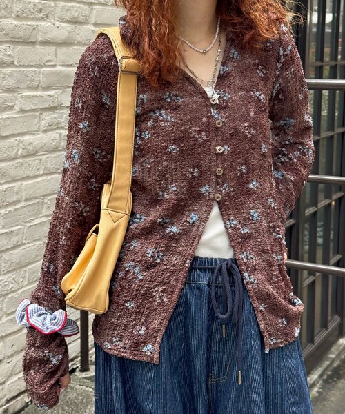 CIAOPANIC(チャオパニック)の「ぽこぽこポップコーンスキッパーシャツ(シャツ/ブラウス・レディース・ブラウン系その他/ブラック系その他/ブラウン/イエロー/グリーン/ブルー/ブラック/ベージュ/レッド/ブラウン系その他2/ブラック系その他2・ONE SIZE)」の5枚目の写真