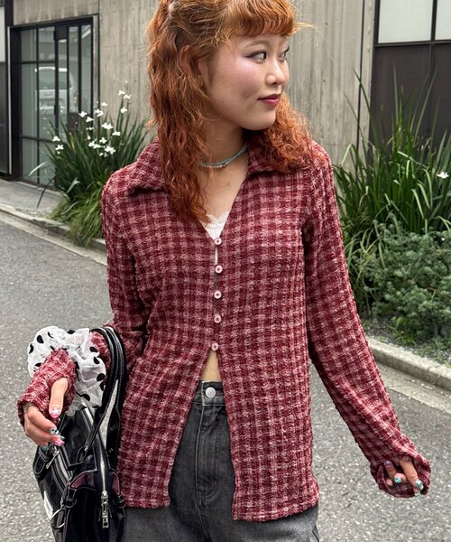 CIAOPANIC(チャオパニック)の「ぽこぽこポップコーンスキッパーシャツ(シャツ/ブラウス・レディース・ブラウン系その他/ブラック系その他/ブラウン/イエロー/グリーン/ブルー/ブラック/ベージュ/レッド/ブラウン系その他2/ブラック系その他2・ONE SIZE)」の11枚目の写真