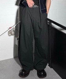 【Chikashitsu +】double tuck stripe slacks / 【チカシツプラス】ダブルタックストライプスラックス