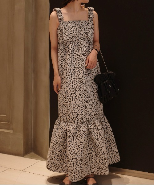 LE'RURE（リルアー）の「Jacquard ribbon tiered onepiece（ワンピース・レディース・ブラウン/ブラック・TALL/MEDIUM/SMALL）」の5枚目の写真