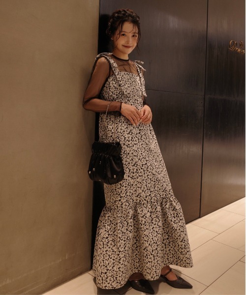 LE'RURE（リルアー）の「Jacquard ribbon tiered onepiece（ワンピース・レディース・ブラウン/ブラック・TALL/MEDIUM/SMALL）」の11枚目の写真