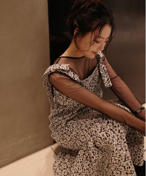 LE'RURE（リルアー）の「Jacquard ribbon tiered onepiece（ワンピース・レディース・ブラウン/ブラック・TALL/MEDIUM/SMALL）」の9枚目の写真