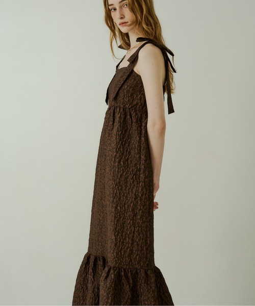 LE'RURE（リルアー）の「Jacquard ribbon tiered onepiece（ワンピース・レディース・ブラウン/ブラック・TALL/MEDIUM/SMALL）」の21枚目の写真