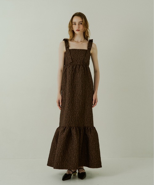 LE'RURE（リルアー）の「Jacquard ribbon tiered onepiece（ワンピース・レディース・ブラウン/ブラック・TALL/MEDIUM/SMALL）」の22枚目の写真