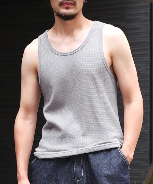 LUXSTYLE(ラグスタイル)の「サーマルタンクトップ(タンクトップ・メンズ・ピンク/グレー/ホワイト・M/XL)」の2枚目の写真