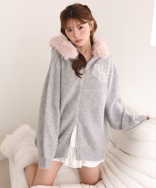 one after another NICE CLAUP(ワンアフターアナザーナイスクラップ)の「【Premium order】マシュマロフェイクファーパーカー(ニット/セーター・レディース・ブラック/ブラウン/オフホワイト/サックスブルー/ピンク/グレー・FREE)」の1枚目の写真