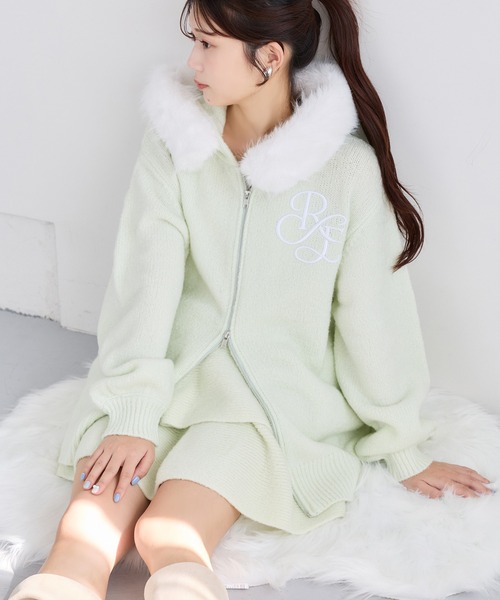 セール】【Premium order】マシュマロフェイクファーパーカー（ニット