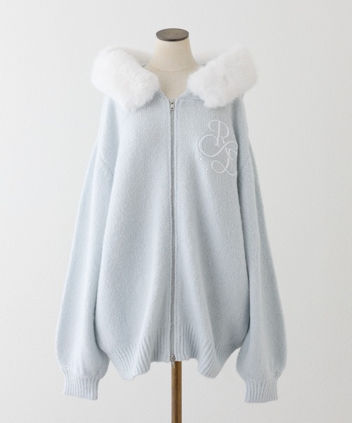 one after another NICE CLAUP(ワンアフターアナザーナイスクラップ)の「【Premium order】マシュマロフェイクファーパーカー(ニット/セーター・レディース・ブラック/ブラウン/オフホワイト/サックスブルー/ピンク/グレー・FREE)」の14枚目の写真
