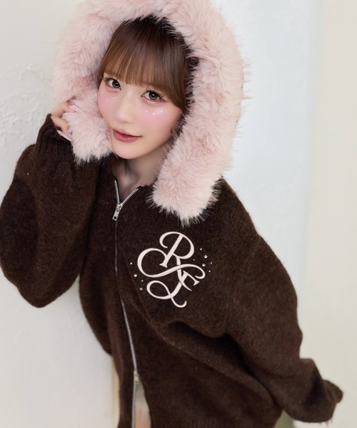one after another NICE CLAUP(ワンアフターアナザーナイスクラップ)の「【Premium order】マシュマロフェイクファーパーカー(ニット/セーター・レディース・ブラック/ブラウン/オフホワイト/サックスブルー/ピンク/グレー・FREE)」の19枚目の写真
