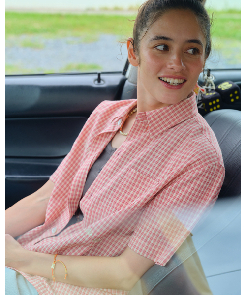 HELLO SUNRISE(ハローサンライズ)の「Surf Girl Check S/S Shirt_Pink(シャツ/ブラウス・レディース・PINK・SMALL/MEDIUM/LARGE)」の5枚目の写真