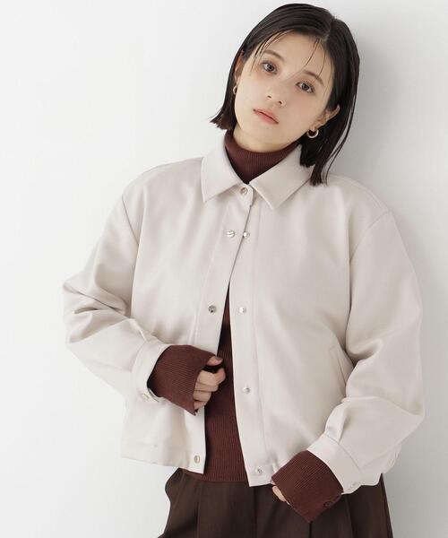 NATURAL BEAUTY BASIC（ナチュラルビューティーベーシック）の「ステンカラーブルゾン（ブルゾン・レディース・ブラウン/グレー/オフホワイト・FREE）」の2枚目の写真