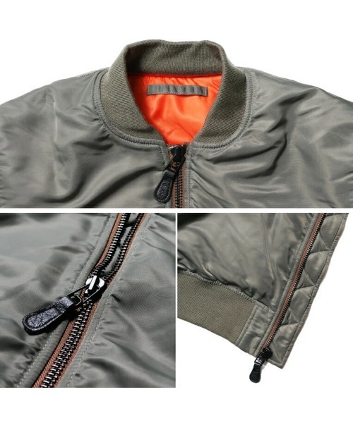 HOUSTON(ヒューストン)の「HOUSTON ヒューストン MA-1 FLIGHT JACKET / MA-1 フライトジャケット 中綿入り(MA-1・メンズ・ブラック/ネイビー/セージグリーン・M/L/XL)」の6枚目の写真