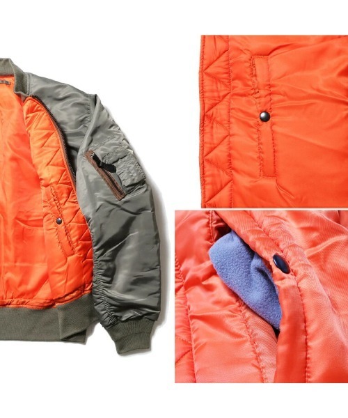 HOUSTON(ヒューストン)の「HOUSTON ヒューストン MA-1 FLIGHT JACKET / MA-1 フライトジャケット 中綿入り(MA-1・メンズ・ブラック/ネイビー/セージグリーン・M/L/XL)」の11枚目の写真