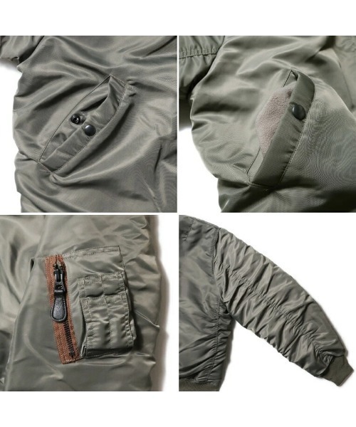 HOUSTON(ヒューストン)の「HOUSTON ヒューストン MA-1 FLIGHT JACKET / MA-1 フライトジャケット 中綿入り(MA-1・メンズ・ブラック/ネイビー/セージグリーン・M/L/XL)」の7枚目の写真