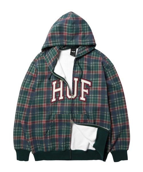 HUF（ハフ）の「ARCH PLAID FULL ZIP HEAVYWEIGHT HOODIE（パーカー・メンズ・ブラック/グリーン系その他・XL/L/M/S/XXL）」の13枚目の写真
