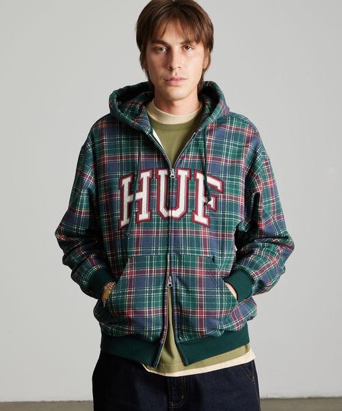 HUF（ハフ）の「ARCH PLAID FULL ZIP HEAVYWEIGHT HOODIE（パーカー・メンズ・ブラック/グリーン系その他・XL/L/M/S/XXL）」の22枚目の写真