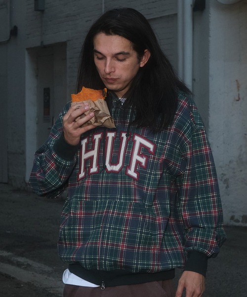 HUF（ハフ）の「ARCH PLAID FULL ZIP HEAVYWEIGHT HOODIE（パーカー・メンズ・ブラック/グリーン系その他・XL/L/M/S/XXL）」の7枚目の写真