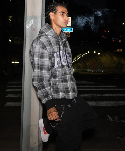 HUF（ハフ）の「ARCH PLAID FULL ZIP HEAVYWEIGHT HOODIE（パーカー・メンズ・ブラック/グリーン系その他・XL/L/M/S/XXL）」の5枚目の写真