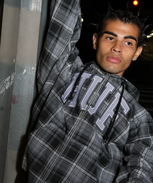 HUF（ハフ）の「ARCH PLAID FULL ZIP HEAVYWEIGHT HOODIE（パーカー・メンズ・ブラック/グリーン系その他・XL/L/M/S/XXL）」の6枚目の写真