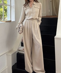AMAJI（アマジ）の「リネン長袖シャツ × ワイドパンツ セットアップ（セットアップ）」