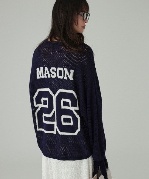 BABYLONE(バビロン)の「【athletic wear MASON】<別注>ナンバリングニット(ニット/セーター・レディース・ネイビー/グレー・フリー)」の1枚目の写真