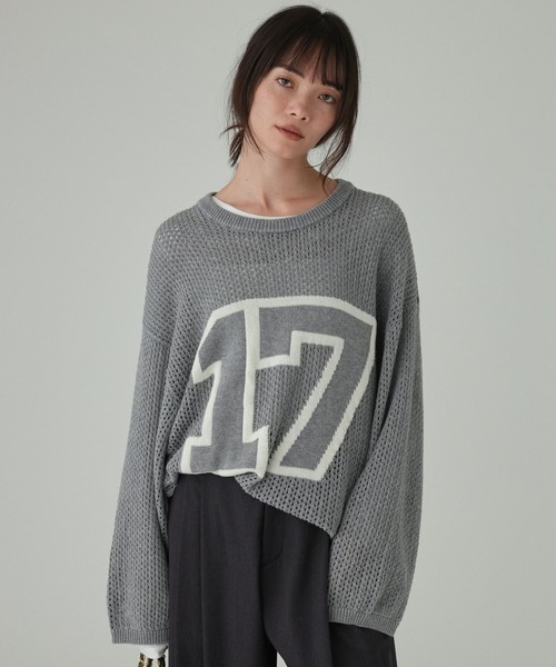 BABYLONE(バビロン)の「【athletic wear MASON】<別注>ナンバリングニット(ニット/セーター・レディース・ネイビー/グレー・フリー)」の2枚目の写真