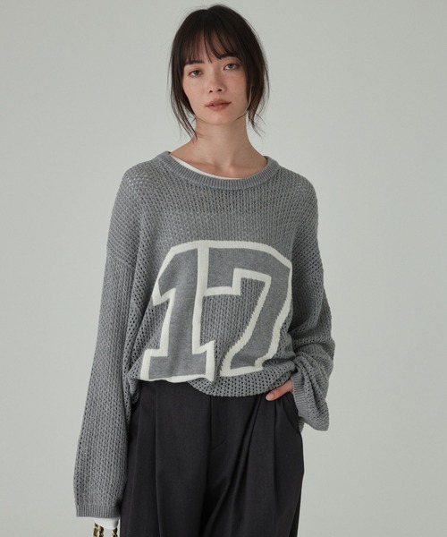 BABYLONE(バビロン)の「【athletic wear MASON】<別注>ナンバリングニット(ニット/セーター・レディース・ネイビー/グレー・フリー)」の3枚目の写真