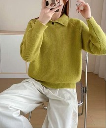 ハイネックボタンニットプルオーバー