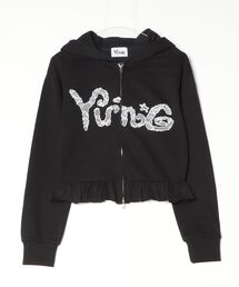 Lace wappen zip hoodie ｡ｼyung｡ｽ