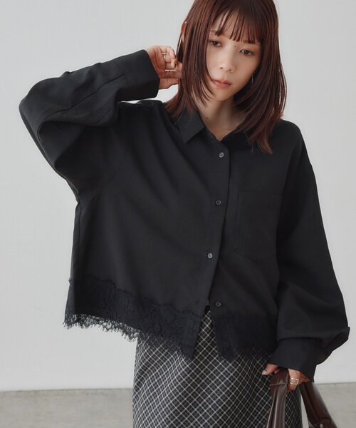 DISCOAT（ディスコート）の「【WEB限定】裾レースポケットシャツ（シャツ/ブラウス・レディース・ホワイト/ブラック・FREE）」の17枚目の写真