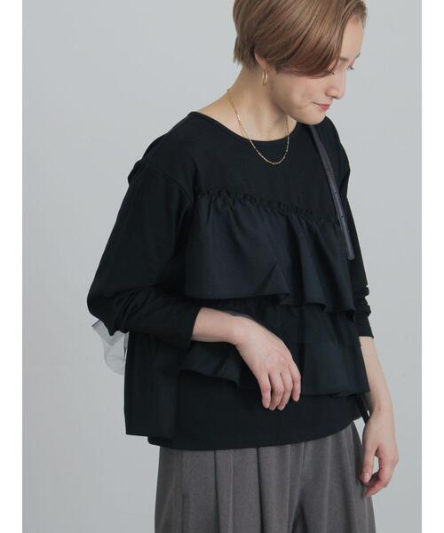 Te chichi(テチチ)の「フリルドッキングロンT(Tシャツ/カットソー・レディース・カーキ/ブラック/オフホワイト・F)」の2枚目の写真