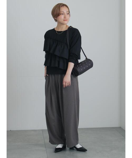 Te chichi(テチチ)の「フリルドッキングロンT(Tシャツ/カットソー・レディース・カーキ/ブラック/オフホワイト・F)」の5枚目の写真
