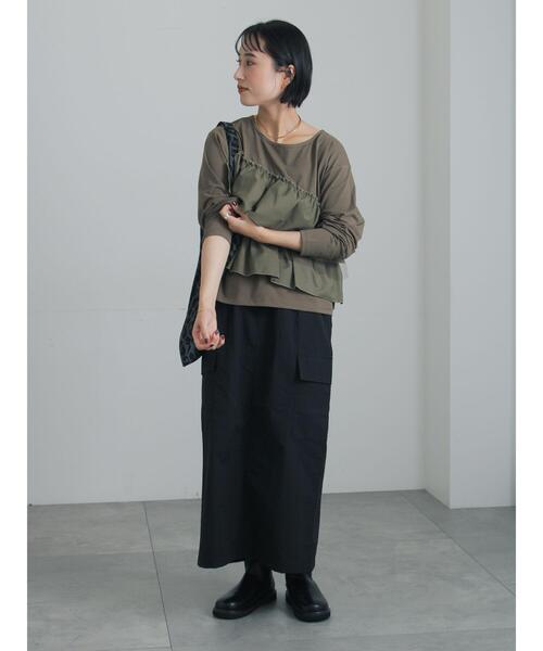 Te chichi(テチチ)の「フリルドッキングロンT(Tシャツ/カットソー・レディース・カーキ/ブラック/オフホワイト・F)」の7枚目の写真