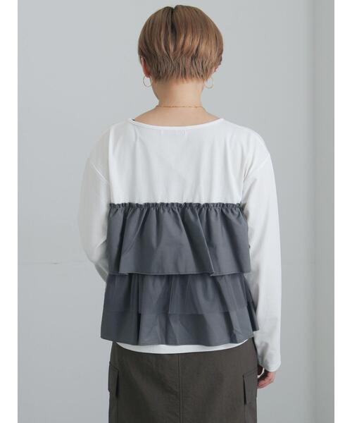 Te chichi(テチチ)の「フリルドッキングロンT(Tシャツ/カットソー・レディース・カーキ/ブラック/オフホワイト・F)」の13枚目の写真
