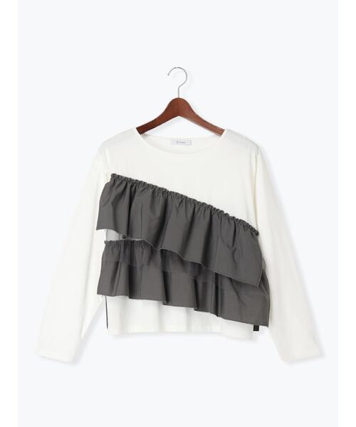 Te chichi(テチチ)の「フリルドッキングロンT(Tシャツ/カットソー・レディース・カーキ/ブラック/オフホワイト・F)」の17枚目の写真