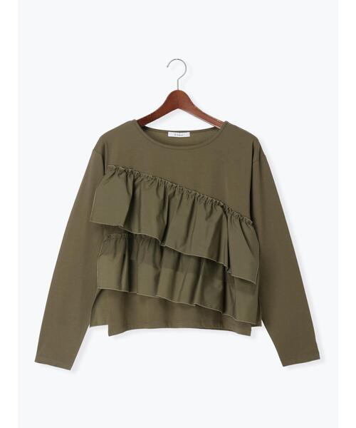 Te chichi(テチチ)の「フリルドッキングロンT(Tシャツ/カットソー・レディース・カーキ/ブラック/オフホワイト・F)」の18枚目の写真