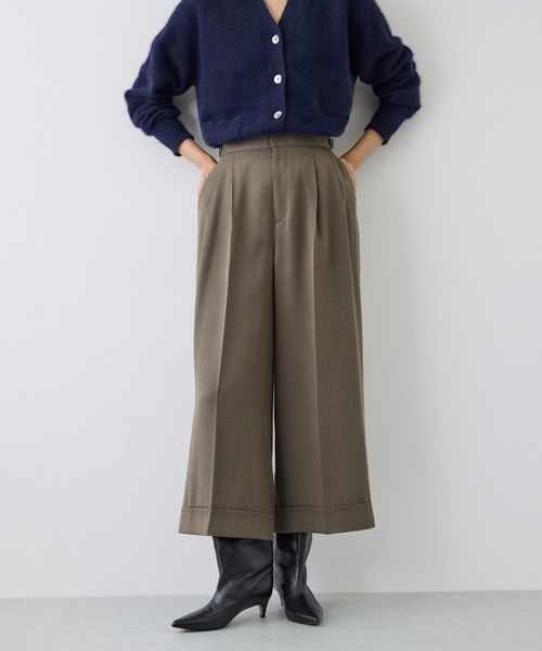 ROPE'(ロペ)の「【J'aDoRe・一部店舗限定サイズ】レーヨンウールクロップドワイドパンツ(その他パンツ・レディース・チャコールグレー/カーキ・36/38)」の2枚目の写真