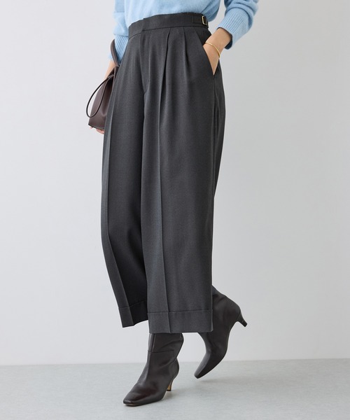 ROPE'(ロペ)の「【J'aDoRe・一部店舗限定サイズ】レーヨンウールクロップドワイドパンツ(その他パンツ・レディース・チャコールグレー/カーキ・36/38)」の1枚目の写真