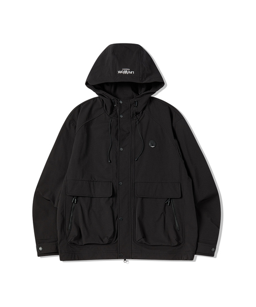 LIFE WORK(ライフワーク)の「コインワッペンパネルフードジャンパー(パーカー・レディース・ブラック/ダークカーキ・LARGE/MEDIUM)」の2枚目の写真