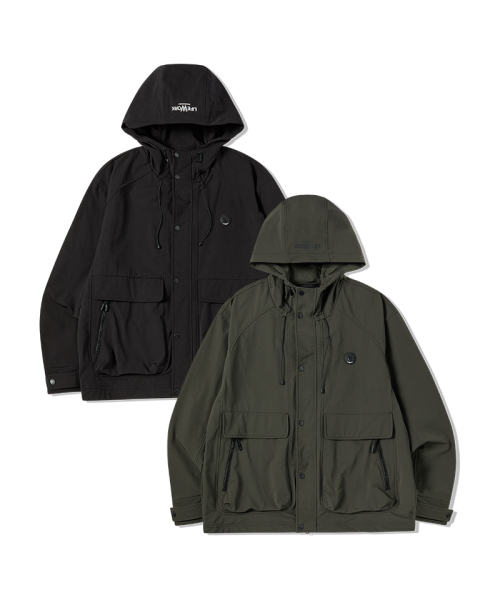 LIFE WORK(ライフワーク)の「コインワッペンパネルフードジャンパー(パーカー・レディース・ブラック/ダークカーキ・LARGE/MEDIUM)」の6枚目の写真