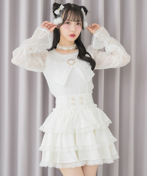 ROJITA(ロジータ)の「レースドッキングリボントップス(Tシャツ/カットソー・レディース・ピンク/ホワイト/ブラック・FREE)」の9枚目の写真