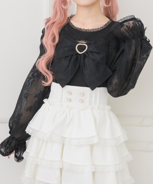 ROJITA(ロジータ)の「レースドッキングリボントップス(Tシャツ/カットソー・レディース・ピンク/ホワイト/ブラック・FREE)」の22枚目の写真