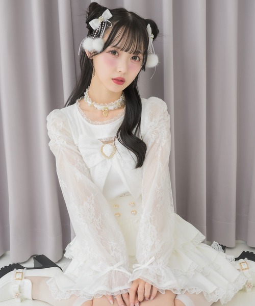 ROJITA(ロジータ)の「レースドッキングリボントップス(Tシャツ/カットソー・レディース・ピンク/ホワイト/ブラック・FREE)」の11枚目の写真