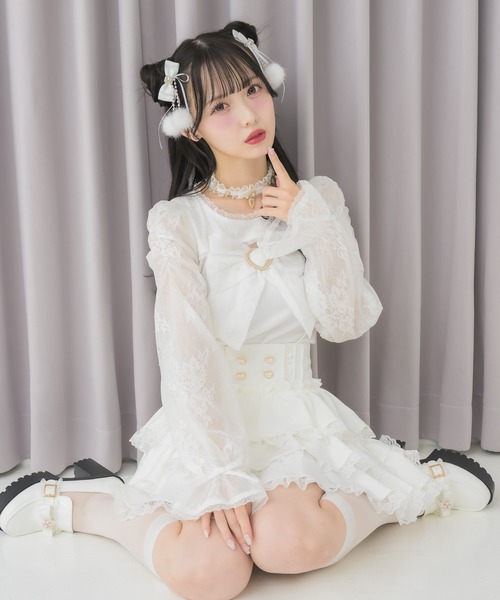 ROJITA(ロジータ)の「レースドッキングリボントップス(Tシャツ/カットソー・レディース・ピンク/ホワイト/ブラック・FREE)」の12枚目の写真