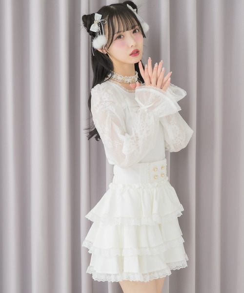 ROJITA(ロジータ)の「レースドッキングリボントップス(Tシャツ/カットソー・レディース・ピンク/ホワイト/ブラック・FREE)」の16枚目の写真
