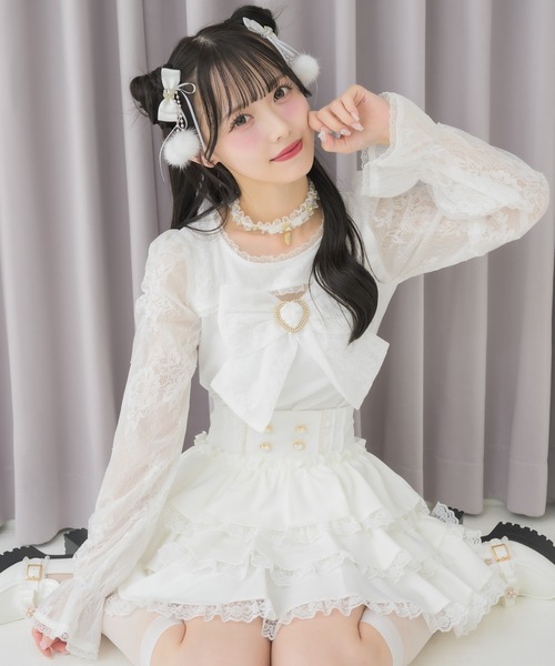ROJITA(ロジータ)の「レースドッキングリボントップス(Tシャツ/カットソー・レディース・ピンク/ホワイト/ブラック・FREE)」の10枚目の写真