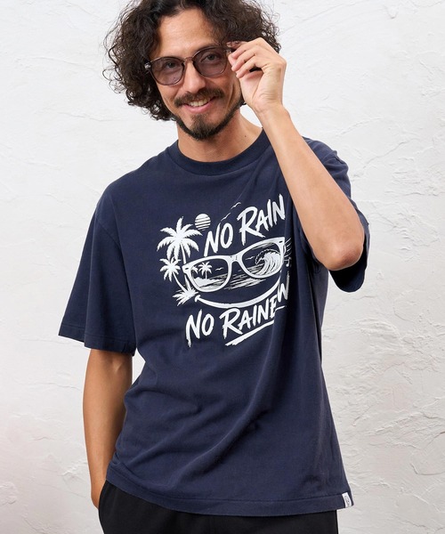 No Rain No Rainbow(ノーレインノーレインボー)の「mt10672- surf graphic print fade T-shirt サーフデザインプリントTシャツ(NR26W-27)(Tシャツ/カットソー・メンズ・ブラック/グレー/ネイビー・L/M/S/XL)」の1枚目の写真
