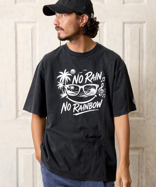No Rain No Rainbow(ノーレインノーレインボー)の「mt10672- surf graphic print fade T-shirt サーフデザインプリントTシャツ(NR26W-27)(Tシャツ/カットソー・メンズ・ブラック/グレー/ネイビー・L/M/S/XL)」の2枚目の写真
